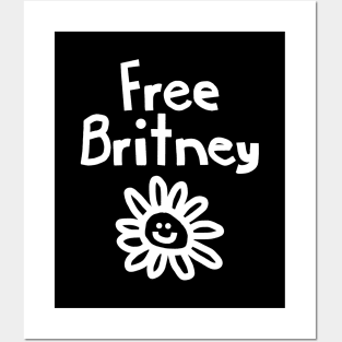 Free Britney Daisy Smiley Face White Posters and Art